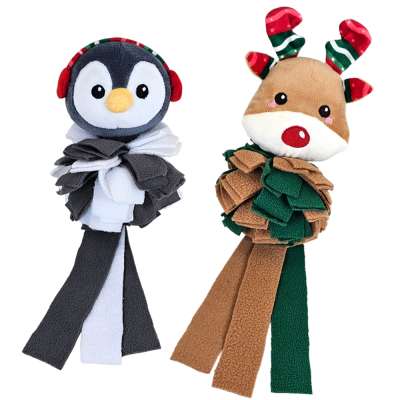 Nobby Xmas Plüsch Weihnachtsmann Auf Elch 38 Cm - Mit Quietscher - Für Hunde