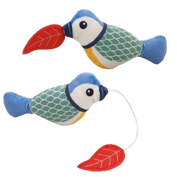 Display Fabric Birds with Catnip to wind Up