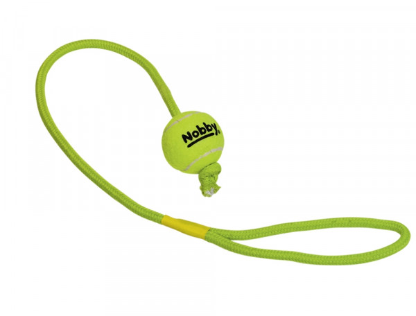 Tennisball with throw rope