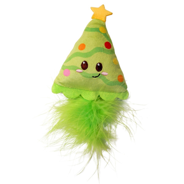 XMAS Plüsch Weihnachtsbaum mit Feder und Catnip