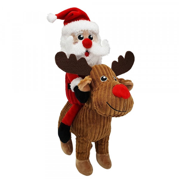 Xmas plush Santa on elk