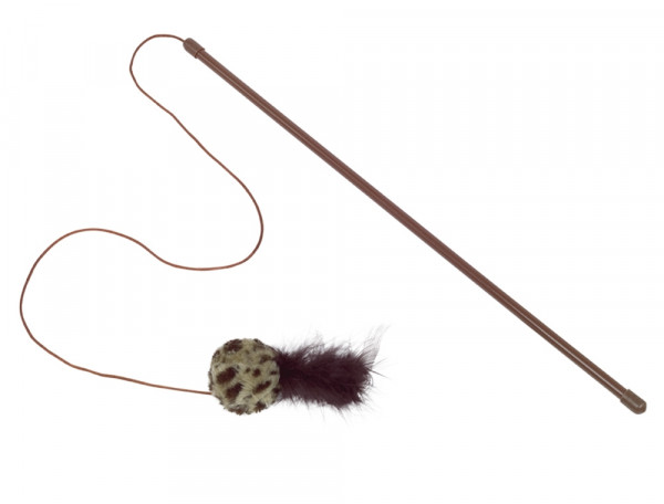 Rod with rattle ball with feathers