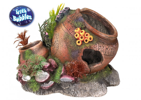 Aqua Ornaments "KRUG MIT MUSCHELN" mit Pflanzen