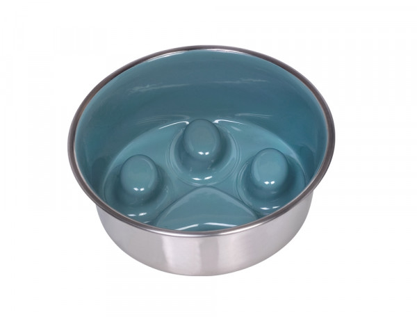 Anti-gulping stainless steel bowl "Paw", anti slip