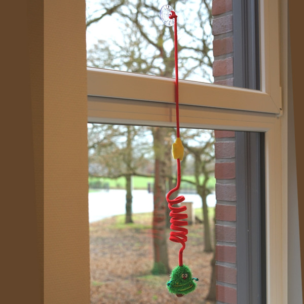 XMAS Spielzeug mit Saugnapf und Sprungfeder, mit Catnip