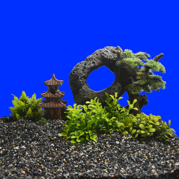 Aqua Ornaments "ASIAN TEMPLE" w/ plants