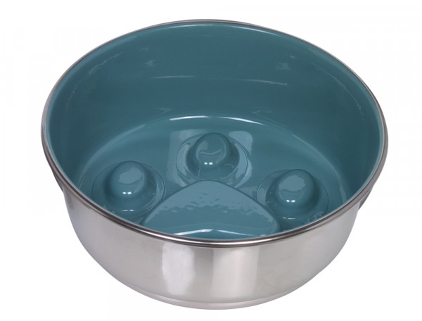 Anti-gulping stainless steel bowl "Paw", anti slip