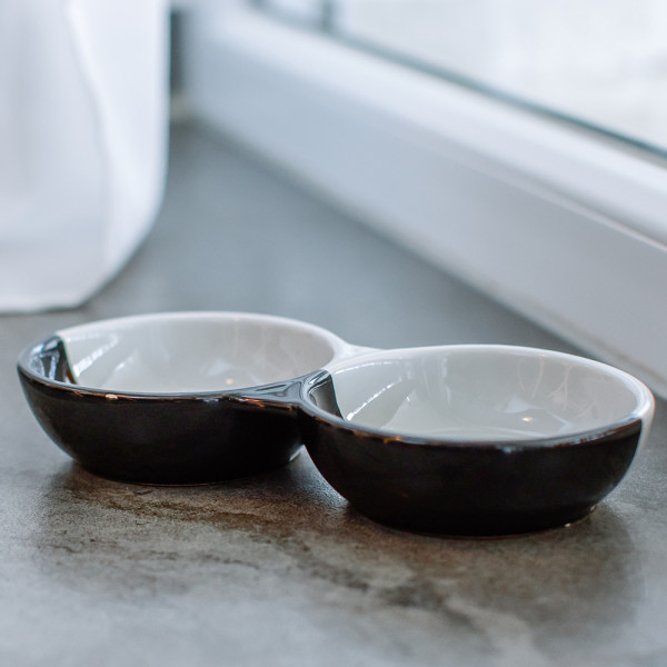 Katzen Keramik Doppelnapf "FACE"