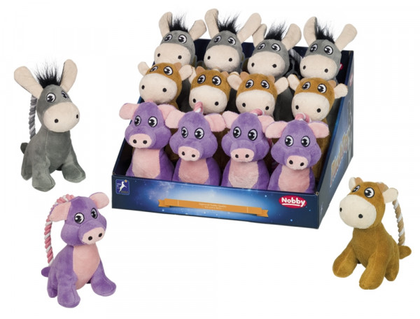 Display plush animals with rope