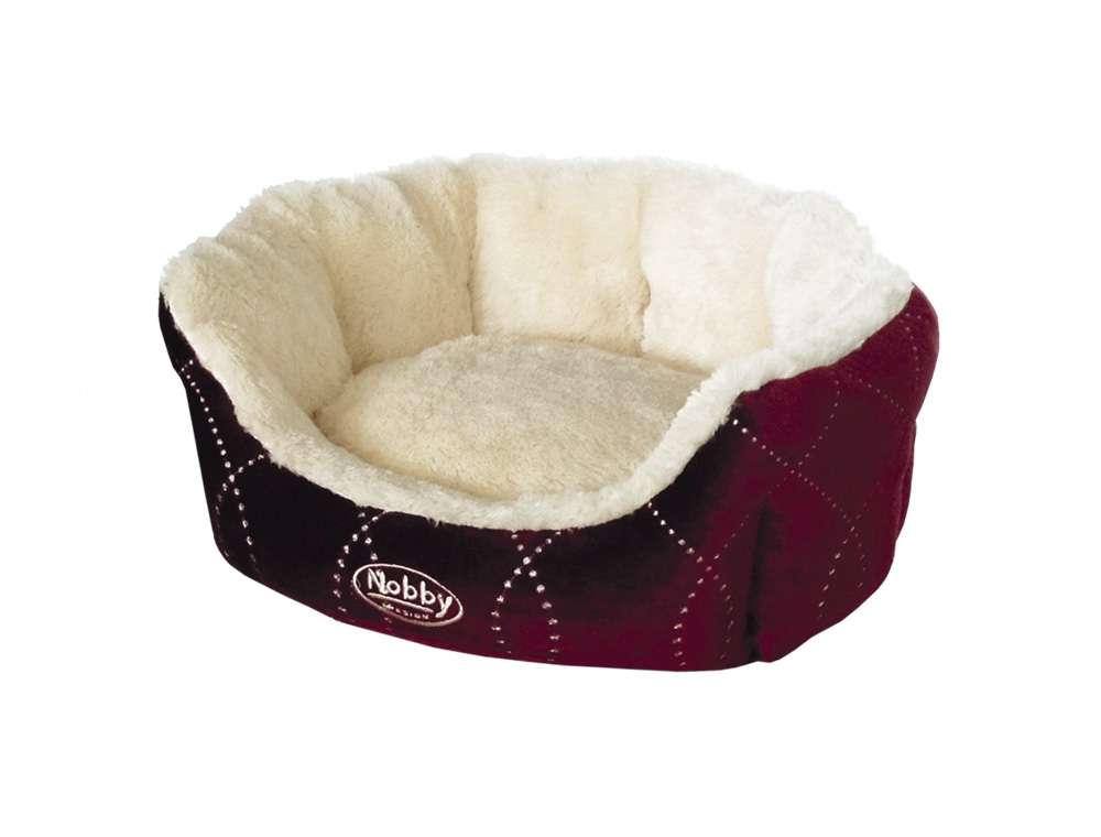 Nobby Hundebett KAMBA Oval – 86x70x24 Cm, Beige, Weiches Cord-Mikrofaser, Mit Anti-Rutsch Noppen