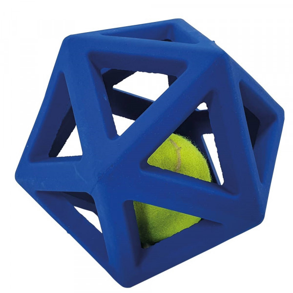 Solid rubber grid ball with tennis ball