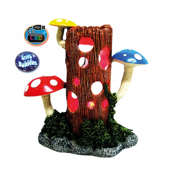 Aqua Ornaments "LOG WITH MUSHROOMs" with LED