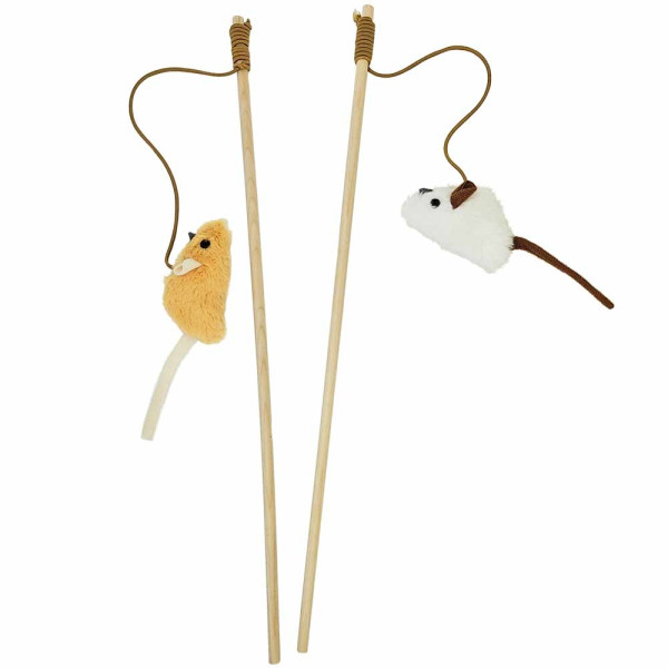 Rod plush mouse with voice, with catnip