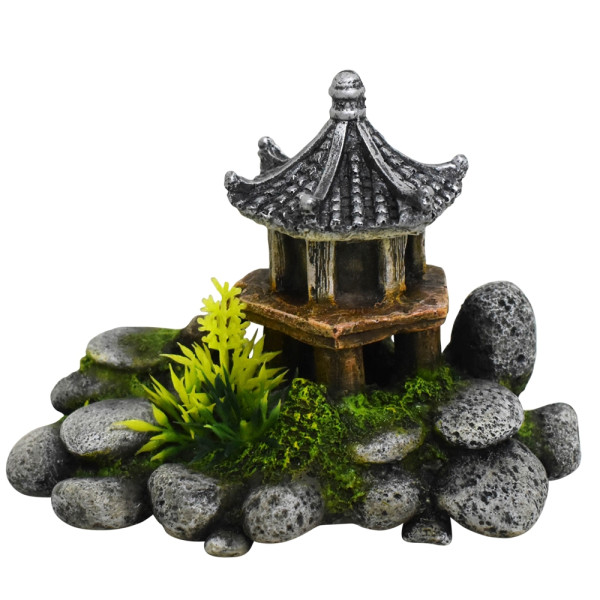 Aqua Ornaments "TEMPLE ON STONES" with plants
