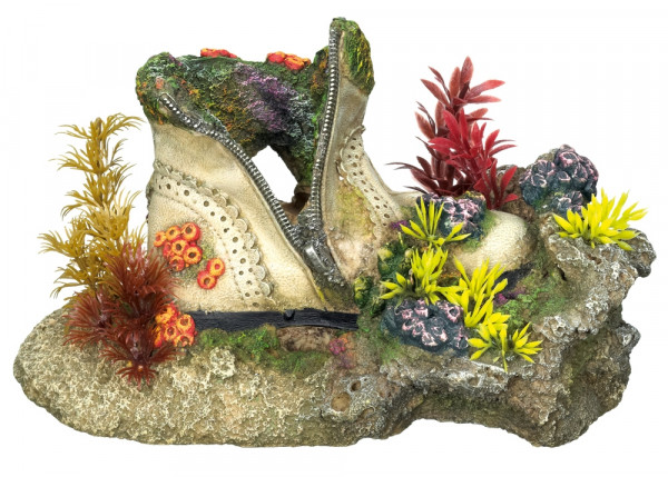Aqua Ornaments "Schuh mit Korallen" mit Pflanzen