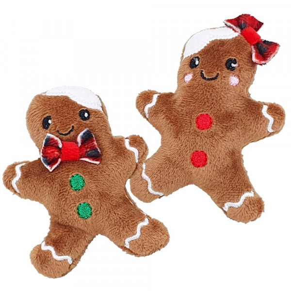 Xmas plush gingermen and -women with catnip