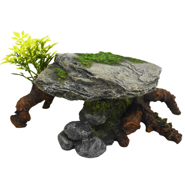 Aqua Ornaments "ROCK WITH WOOD" with plants