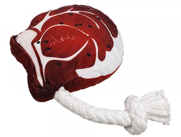 Plush steak with rope