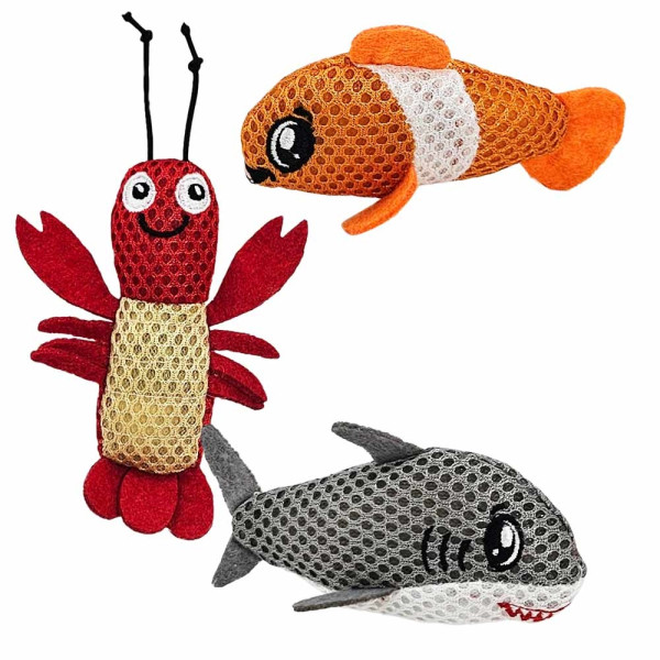 Mesh sea animals with catnip