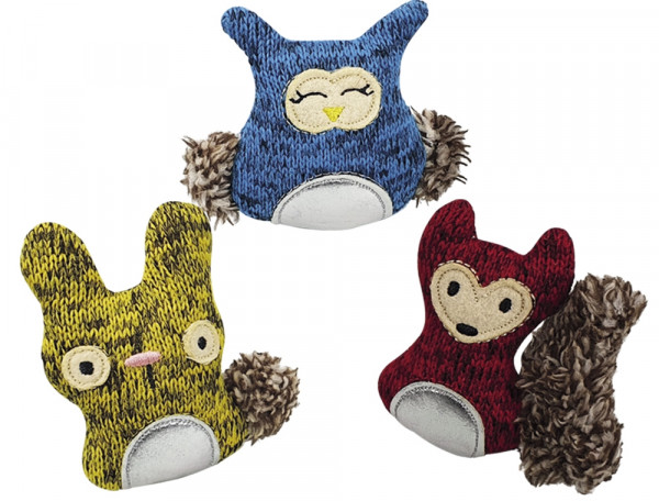 Fabric animals with plush and catnip