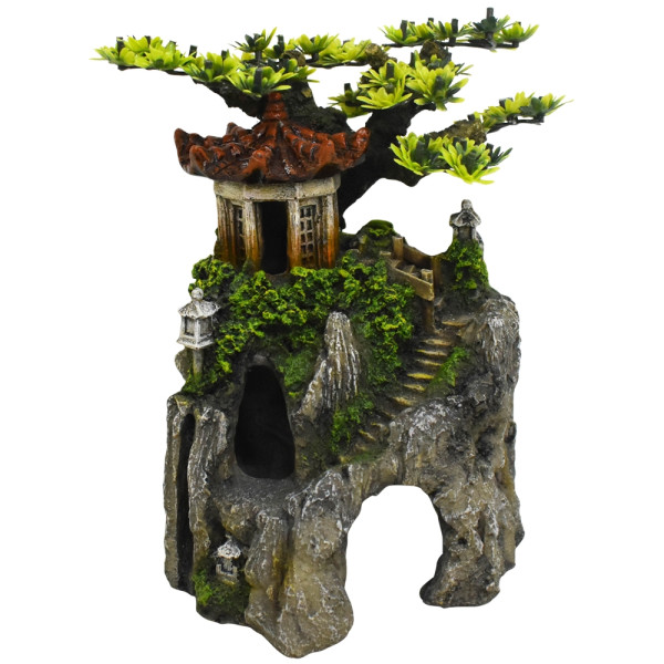 Aqua Ornaments "TEMPLE WITH ROCK CAVE" with plants