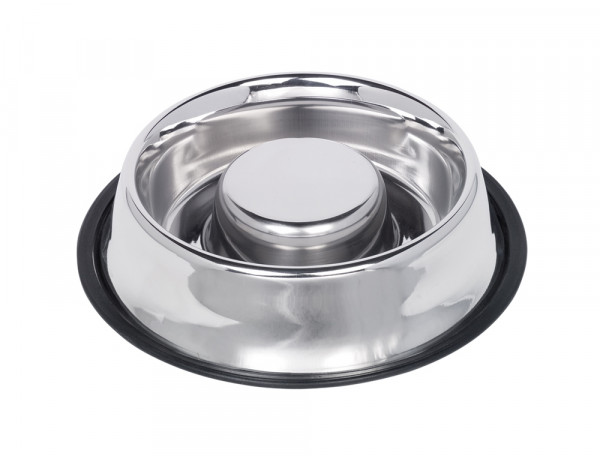 Anti-gulping stainless steel bowl